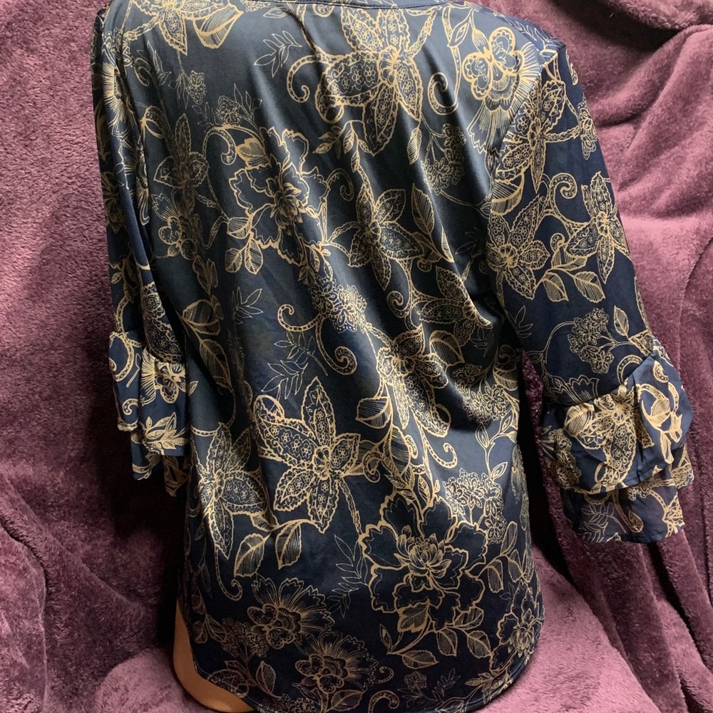 PerSeption Concept Navy Floral Blouse XL - Picture 8 of 14